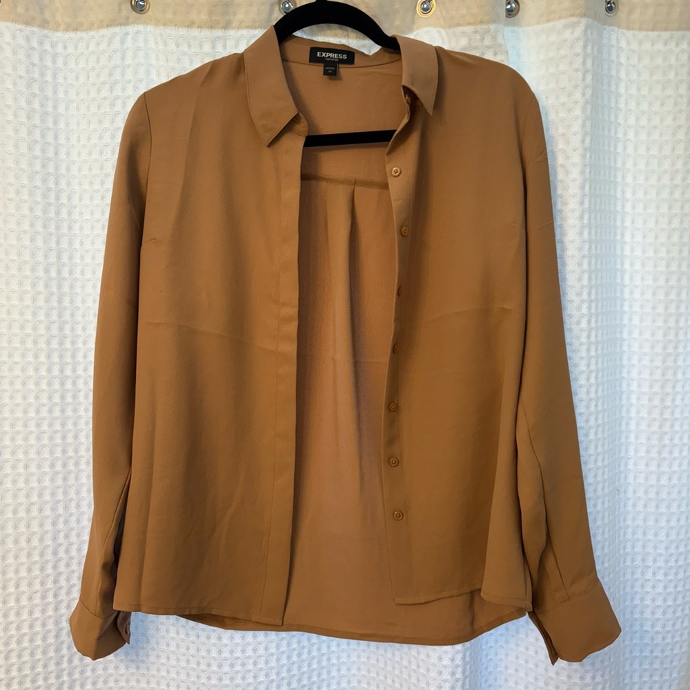 Express Women's Camel Button-Down Shirt